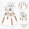 imageINFANS 8 in 1 Baby High Chair Convertible Highchair for Babies and Toddlers Infant Dining Booster Seat Building Block Table Kids Stool Table Chair Set with Removable Tray 8 in 1 Light BrownWhite