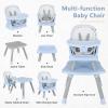 imageINFANS 8 in 1 Baby High Chair Convertible Highchair for Babies and Toddlers Infant Dining Booster Seat Building Block Table Kids Stool Table Chair Set with Removable Tray 8 in 1 Light BrownBlue