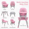 imageINFANS 8 in 1 Baby High Chair Convertible Highchair for Babies and Toddlers Infant Dining Booster Seat Building Block Table Kids Stool Table Chair Set with Removable Tray 8 in 1 Light BrownPink