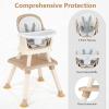 imageINFANS 8 in 1 Baby High Chair Convertible Highchair for Babies and Toddlers Infant Dining Booster Seat Building Block Table Kids Stool Table Chair Set with Removable Tray 8 in 1 Light BrownLight Brown