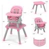 imageINFANS 8 in 1 Baby High Chair Convertible Highchair for Babies and Toddlers Infant Dining Booster Seat Building Block Table Kids Stool Table Chair Set with Removable Tray 8 in 1 Light BrownPink