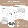 imageINFANS Baby Bedside Bassinet OverBed Baby Bassinet with Adjustable Height Safe Close Sleeping Storage Lowering Wall for Easy Access Newborn Infant Girls Boys Aged 618 Months BeigeWhite