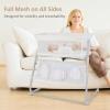 imageINFANS Baby Bedside Bassinet OverBed Baby Bassinet with Adjustable Height Safe Close Sleeping Storage Lowering Wall for Easy Access Newborn Infant Girls Boys Aged 618 Months BeigeWhite