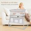 imageINFANS Baby Bedside Bassinet OverBed Baby Bassinet with Adjustable Height Safe Close Sleeping Storage Lowering Wall for Easy Access Newborn Infant Girls Boys Aged 618 Months BeigeBeige