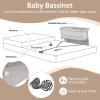 imageINFANS Baby Bedside Bassinet OverBed Baby Bassinet with Adjustable Height Safe Close Sleeping Storage Lowering Wall for Easy Access Newborn Infant Girls Boys Aged 618 Months BeigeBeige