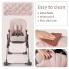 imageINFANS Baby High Chair Convertible Quick Folding Portable Highchair for Babies and Toddlers with Adjustable Height Backrest Footrest 2 Wheels Removable Tray Easy to Clean PU Seat PinkPink