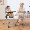 imageINFANS Baby High Chair Convertible Quick Folding Portable Highchair for Babies and Toddlers with Adjustable Height Backrest Footrest 2 Wheels Removable Tray Easy to Clean PU Seat PinkGrey