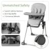 imageINFANS Baby High Chair Convertible Quick Folding Portable Highchair for Babies and Toddlers with Adjustable Height Backrest Footrest 2 Wheels Removable Tray Easy to Clean PU Seat PinkGrey