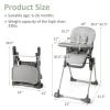 imageINFANS Baby High Chair Convertible Quick Folding Portable Highchair for Babies and Toddlers with Adjustable Height Backrest Footrest 2 Wheels Removable Tray Easy to Clean PU Seat PinkGrey