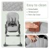 imageINFANS Baby High Chair Convertible Quick Folding Portable Highchair for Babies and Toddlers with Adjustable Height Backrest Footrest 2 Wheels Removable Tray Easy to Clean PU Seat PinkGrey