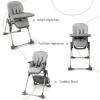 imageINFANS Baby High Chair Convertible Quick Folding Portable Highchair for Babies and Toddlers with Adjustable Height Backrest Footrest 2 Wheels Removable Tray Easy to Clean PU Seat PinkGrey