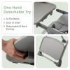 imageINFANS Baby High Chair Convertible Quick Folding Portable Highchair for Babies and Toddlers with Adjustable Height Backrest Footrest 2 Wheels Removable Tray Easy to Clean PU Seat PinkGrey