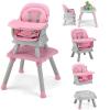 imageINFANS 8 in 1 Baby High Chair Convertible Highchair for Babies and Toddlers Infant Dining Booster Seat Building Block Table Kids Stool Table Chair Set with Removable Tray 8 in 1 Light BrownPink