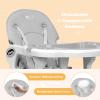 imageINFANS 5 in 1 Baby High Chair Convertible Toddler Table Chair Set MultiFunction Rocking Seat with Lockable Universal Wheels Adjustable Seat Back Removable TraysGrey