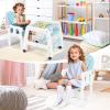 imageINFANS 5 in 1 Baby High Chair Convertible Toddler Table Chair Set MultiFunction Rocking Seat with Lockable Universal Wheels Adjustable Seat Back Removable TraysBlue