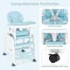 imageINFANS 5 in 1 Baby High Chair Convertible Toddler Table Chair Set MultiFunction Rocking Seat with Lockable Universal Wheels Adjustable Seat Back Removable TraysBlue