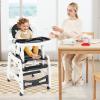 imageINFANS 5 in 1 Baby High Chair Convertible Toddler Table Chair Set MultiFunction Rocking Seat with Lockable Universal Wheels Adjustable Seat Back Removable TraysBlack
