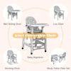 imageINFANS 5 in 1 Baby High Chair Convertible Toddler Table Chair Set MultiFunction Rocking Seat with Lockable Universal Wheels Adjustable Seat Back Removable TraysGrey