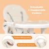 imageINFANS 5 in 1 Baby High Chair Convertible Toddler Table Chair Set MultiFunction Rocking Seat with Lockable Universal Wheels Adjustable Seat Back Removable TraysBeige