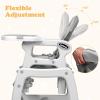 imageINFANS 5 in 1 Baby High Chair Convertible Toddler Table Chair Set MultiFunction Rocking Seat with Lockable Universal Wheels Adjustable Seat Back Removable TraysGrey