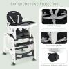 imageINFANS 5 in 1 Baby High Chair Convertible Toddler Table Chair Set MultiFunction Rocking Seat with Lockable Universal Wheels Adjustable Seat Back Removable TraysBlack