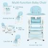imageINFANS 5 in 1 Baby High Chair Convertible Toddler Table Chair Set MultiFunction Rocking Seat with Lockable Universal Wheels Adjustable Seat Back Removable TraysBlue