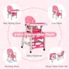 imageINFANS 5 in 1 Baby High Chair Convertible Toddler Table Chair Set MultiFunction Rocking Seat with Lockable Universal Wheels Adjustable Seat Back Removable TraysPink