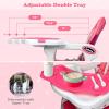 imageINFANS 5 in 1 Baby High Chair Convertible Toddler Table Chair Set MultiFunction Rocking Seat with Lockable Universal Wheels Adjustable Seat Back Removable TraysPink
