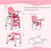 imageINFANS 5 in 1 Baby High Chair Convertible Toddler Table Chair Set MultiFunction Rocking Seat with Lockable Universal Wheels Adjustable Seat Back Removable TraysPink