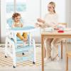 imageINFANS 5 in 1 Baby High Chair Convertible Toddler Table Chair Set MultiFunction Rocking Seat with Lockable Universal Wheels Adjustable Seat Back Removable TraysBlue