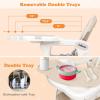 imageINFANS 5 in 1 Baby High Chair Convertible Toddler Table Chair Set MultiFunction Rocking Seat with Lockable Universal Wheels Adjustable Seat Back Removable TraysBeige