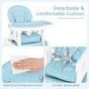 imageINFANS 5 in 1 Baby High Chair Convertible Toddler Table Chair Set MultiFunction Rocking Seat with Lockable Universal Wheels Adjustable Seat Back Removable TraysBlue