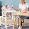 imageINFANS 5 in 1 Baby High Chair Convertible Toddler Table Chair Set MultiFunction Rocking Seat with Lockable Universal Wheels Adjustable Seat Back Removable TraysBeige