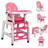 imageINFANS 5 in 1 Baby High Chair Convertible Toddler Table Chair Set MultiFunction Rocking Seat with Lockable Universal Wheels Adjustable Seat Back Removable TraysPink