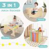 imageINFANS 4 in 1 Arch Climbing Toys for Toddlers Montessori Wooden Arch Climber Ladder Structure and Rocker with Cushion Pad Waldorf Children Indoor Gym Learning Playset for Kids Boys GirlsMacaron