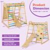 imageINFANS Indoor Jungle Gym 8 in 1 Kids Montessori Indoor Playground Climbing Playset for Toddlers with Slide Swing Net Monkey Bars Rope Ladder Wood Climber Toys for Boys GirlsColourful