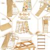 imageINFANS Indoor Jungle Gym 8 in 1 Kids Montessori Indoor Playground Climbing Playset for Toddlers with Slide Swing Net Monkey Bars Rope Ladder Wood Climber Toys for Boys GirlsNatural