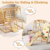 imageINFANS Indoor Jungle Gym 8 in 1 Kids Montessori Indoor Playground Climbing Playset for Toddlers with Slide Swing Net Monkey Bars Rope Ladder Wood Climber Toys for Boys GirlsNatural