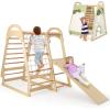 imageINFANS Indoor Jungle Gym 8 in 1 Kids Montessori Indoor Playground Climbing Playset for Toddlers with Slide Swing Net Monkey Bars Rope Ladder Wood Climber Toys for Boys GirlsGreen