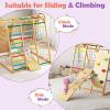 imageINFANS Indoor Jungle Gym 8 in 1 Kids Montessori Indoor Playground Climbing Playset for Toddlers with Slide Swing Net Monkey Bars Rope Ladder Wood Climber Toys for Boys GirlsColourful