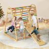 imageINFANS Indoor Jungle Gym 8 in 1 Kids Montessori Indoor Playground Climbing Playset for Toddlers with Slide Swing Net Monkey Bars Rope Ladder Wood Climber Toys for Boys GirlsColourful
