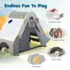 imageINFANS Triangle Climber with Tent Kids Hideaway Play Tent with Art Easel Rock Wall Climbing Waterproof Tent Cover Crawling Tunnel Toy Activity Play Set for Toddlers Indoor Outdoor 