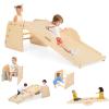 imageINFANS 12 in 1 Climbing Toys for Toddlers Upgrade Wooden Montessori Foldable Triangle Climber Set with Reversible Ramp Slide Ladder Seesaw Indoor Pikler Climb Activity Jungle for Kids Age 37 in 1