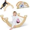 imageINFANS 4 in 1 Arch Climbing Toys for Toddlers Montessori Wooden Arch Climber Ladder Structure and Rocker with Cushion Pad Waldorf Children Indoor Gym Learning Playset for Kids Boys GirlsNatural