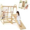 imageINFANS Indoor Jungle Gym 8 in 1 Kids Montessori Indoor Playground Climbing Playset for Toddlers with Slide Swing Net Monkey Bars Rope Ladder Wood Climber Toys for Boys GirlsGreen