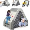 imageINFANS Triangle Climber with Tent Kids Hideaway Play Tent with Art Easel Rock Wall Climbing Waterproof Tent Cover Crawling Tunnel Toy Activity Play Set for Toddlers Indoor Outdoor 