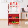 imageINFANS Grocery Store Marketplace Toy for Kids Wooden Market Stand Pretend Play Set with 36 Cutting Vegetables Fruits Pieces Role Food Shop Playset Gift for Boys Girls Ages 3Vegetable Supermarket