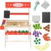imageINFANS Grocery Store Marketplace Toy for Kids Wooden Market Stand Pretend Play Set with 36 Cutting Vegetables Fruits Pieces Role Food Shop Playset Gift for Boys Girls Ages 3Fruit Store