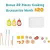 imageINFANS Kids Grill Playset Wooden Pretend BBQ Toy Set with 21 Food Accessories Role Play Kitchen Cooking Set Gift for Toddlers Boys Girls Age 3