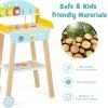 imageINFANS Kids Grill Playset Wooden Pretend BBQ Toy Set with 21 Food Accessories Role Play Kitchen Cooking Set Gift for Toddlers Boys Girls Age 3